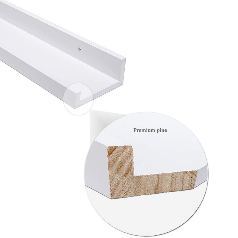 AZSKY 24 Inch Picture Ledge Shelf Floating Shelves Wall Mounted Set of 2 White - Image 3
